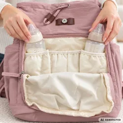 Plecak dla mamy do wózka babybag torba organizer termiczna różowy pojemna-5907451394441