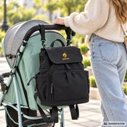 Plecak dla mamy do wózka babybag torba organizer termiczna czarny pojemna-5907451394458