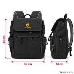 Plecak dla mamy do wózka babybag torba organizer termiczna czarny pojemna-5907451394458