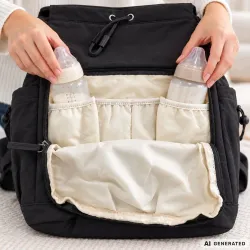 Plecak dla mamy do wózka babybag torba organizer termiczna czarny pojemna-5907451394458