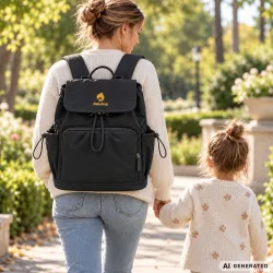 Plecak dla mamy do wózka babybag torba organizer termiczna czarny pojemna-5907451394458