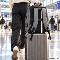 Plecak na laptopa biznesowy szary usb do pracy podróżny do szkoły pojemny-5907451394335