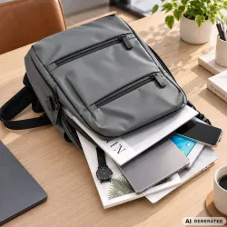 Plecak na laptopa biznesowy szary usb do pracy podróżny do szkoły pojemny-5907451394335