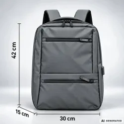 Plecak na laptopa biznesowy szary usb do pracy podróżny do szkoły pojemny-5907451394335