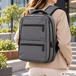 Plecak na laptopa biznesowy szary usb do pracy podróżny do szkoły pojemny-5907451394335