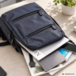 Plecak na laptopa biznesowy niebieski usb do pracy podróżny pojemny-5907451394311