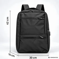 Plecak na laptopa biznesowy czarny usb do pracy podróżny do szkoły pojemny-5907451394328