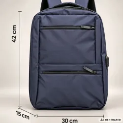 Plecak na laptopa biznesowy niebieski usb do pracy podróżny pojemny-5907451394311