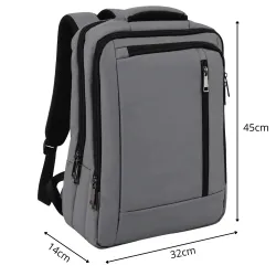 Plecak podróżny bagaż podręczny torba na laptopa usb 19 l szary biznesowy-5907451394304