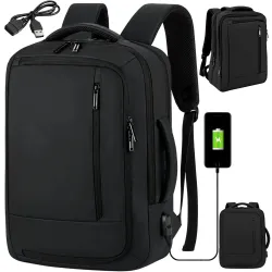 Plecak podróżny bagaż podręczny torba na laptopa usb 19 l czarny biznesowy-5907451394298