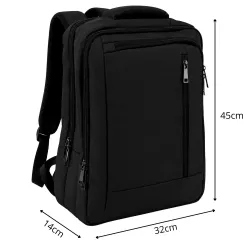 Plecak podróżny bagaż podręczny torba na laptopa usb 19 l czarny biznesowy-5907451394298