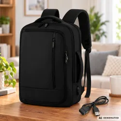 Plecak podróżny bagaż podręczny torba na laptopa usb 19 l czarny biznesowy-5907451394298