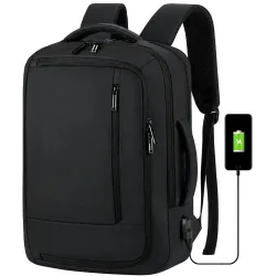 Plecak podróżny bagaż podręczny torba na laptopa usb 19 l czarny biznesowy-5907451394298