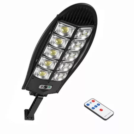 Latarnia solarna 300 LED 600W, czujnik ruchu, pilot i mocowanie-