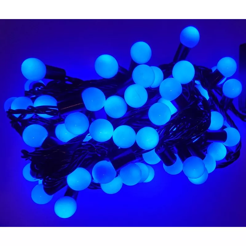 Lampki choinkowe kulki 100 LED-10m niebieskie małe perełki led