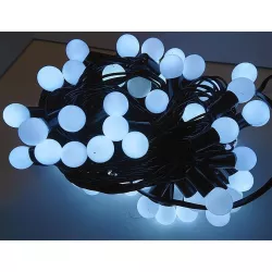 Lampki choinkowe kulki 100 LED-10m małe białe zimne kulki perełki led