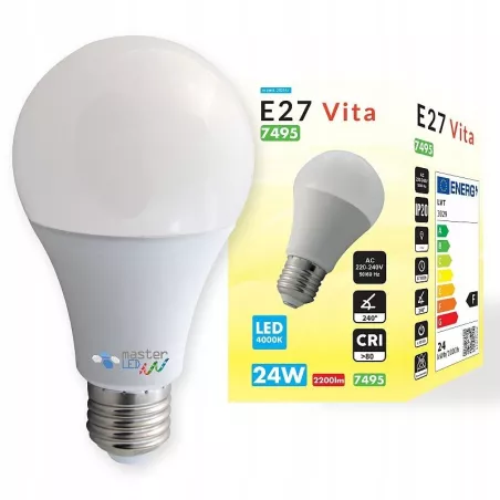 Żarówka ledowa biała mleczna LED 24W E27/230V 2400lm Vita A95-5908263387928