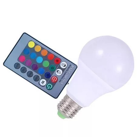 Wielobarwna żarówka diodowa LED RGBW 12w/230v E27 16 kolorów + pilot-