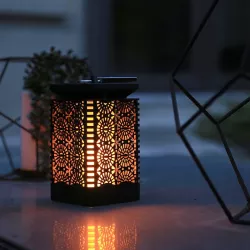 Lampion ozdobny solarny z efektem płomienia ogrodowy zewnętrzny