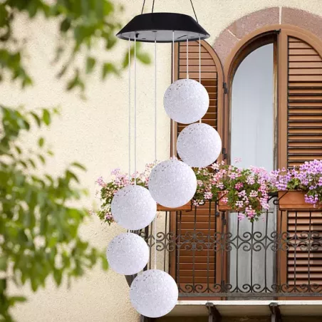 Wiszące kule solarne lampki ogrodowe LED białe za dnia kolorowe w nocy-738700306510