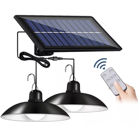 Podwójny żyrandol solarny lampa wisząca 2x1,8W 140lm z pilotem-6951510011618