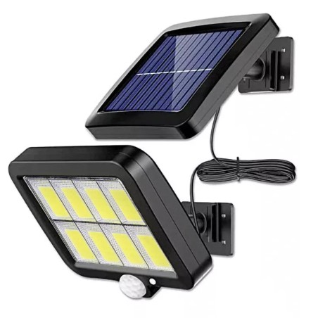 Ścienna lampa solarna SMT-F160-8COB pilot, czujnik ruchu i zmierzchu-