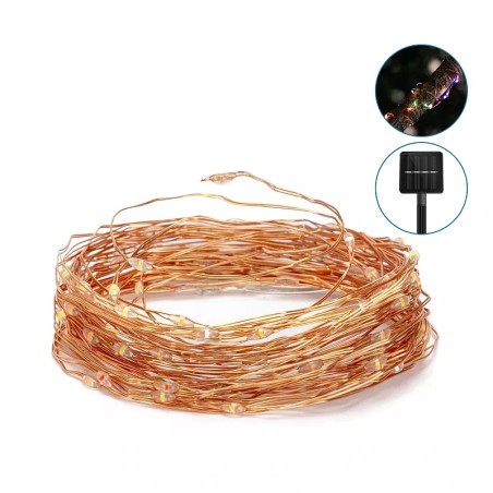 Kolorowy drucik solarna linka 100 led 10m łezki do oplatania roślin-8433325286651