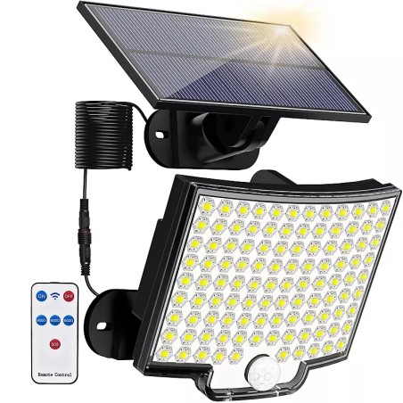 Ścienna lampa solarna LF-2501B 30W pilot, czujnik ruchu i zmierzchu-6904636548957