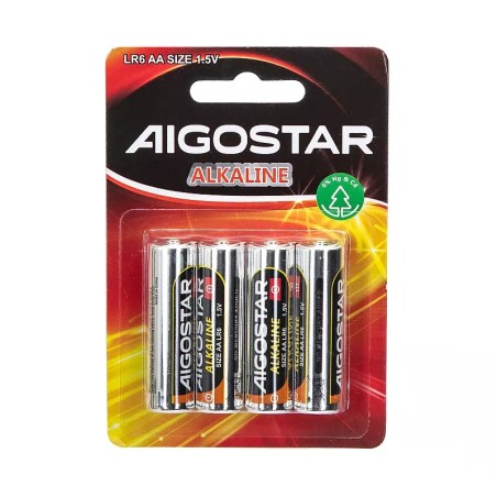 Baterie alkaliczne R6, AA, duże paluszki Aigostar LR06 1.5V 4 szt.-8433325185572
