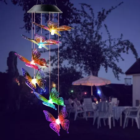Motylki solarne lampki ogrodowe LED białe za dnia kolorowe w nocy-4272866449934