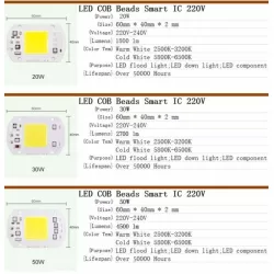 Dioda LED moduł COB do halogena 50W/230V zimna lub ciepła + pasta