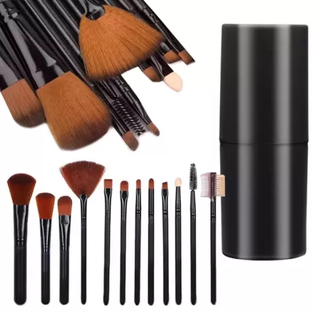 Zestaw profesjonalnych pędzli do makijażu 12 sztuk w etui-5907451339947