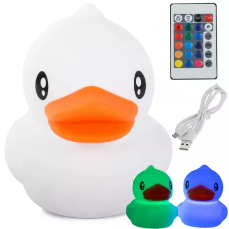 Lampka nocna dla dzieci led kaczka rgb pilot usb-5907451331514