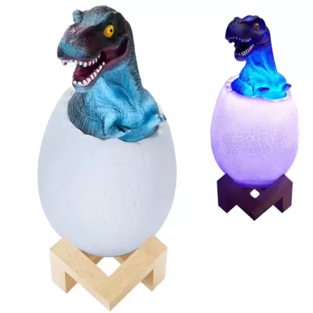 Lampka nocna dinozaur tyranosaur jajko rgb led jajo świecące dla dzieci-5907451357934