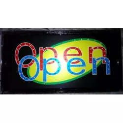 Tabliczka, szyld led z napisem "open", nowy bardziej wyraźny wzór