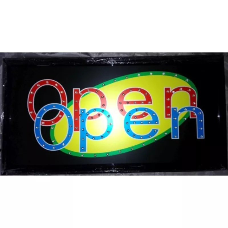 Tabliczka, szyld led z napisem "open", nowy bardziej wyraźny wzór