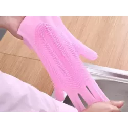 Rękawice do mycia naczyń myjka kuchenne silikonowe - 4