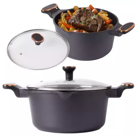 Garnek rondel głęboki z pokrywką indukcja gaz powłoka non stick 5l-5907451341575