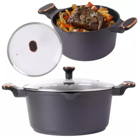 Garnek rondel głęboki z pokrywką indukcja gaz powłoka non stick 7l-5907451341582
