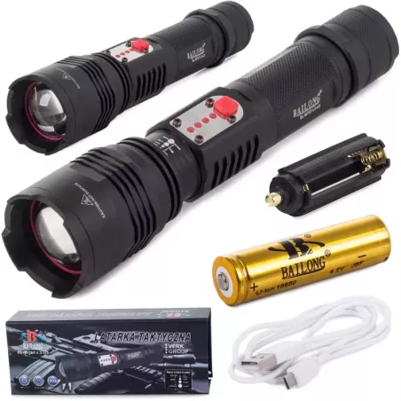 Bailong latarka wojskowa cree led usb XM-L T6-5907451302729