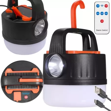 Lampa kempingowa biwakowa akumulatorowa led usb turystyczna solarna hak-5907451350256