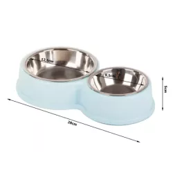 Miska podwójna dla psa kota metalowa na karmę wodę - 2
