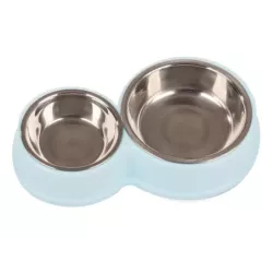 Miska podwójna dla psa kota metalowa na karmę wodę - 10