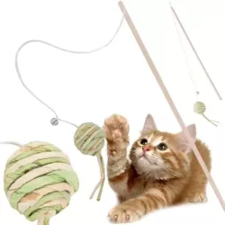 Zabawka dla kota wędka piłka grzechotka do zabawy - 1