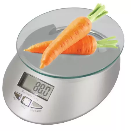 Elektroniczna waga kuchenna szklana 5kg / 1g zegar-5907451300169