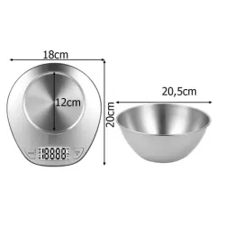 Elektroniczna waga kuchenna z misą 5kg/1g cyfrowa precyzyjna metalowa - 5