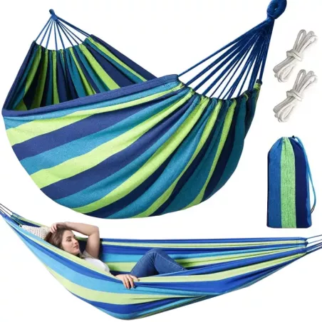 Hamak ogrodowy wiszący dwuosobowy 300x160cm brazylijski XXL torba pokrowiec-5907451352731