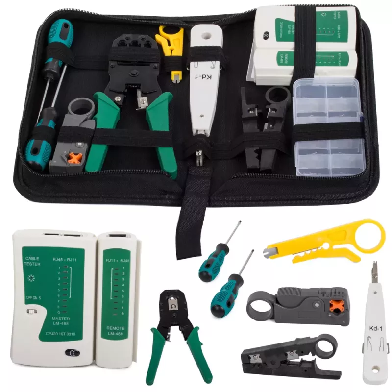 Tester sieciowy zestaw lsa zaciskarka rj45 etui - 1 Tester sieciowy zestaw lsa zaciskarka rj45 etui - 1