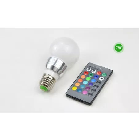Żarówka diodowa LED RGB 7W/E27 16 kolorów + PILOT-