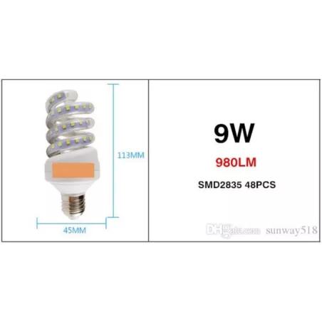 Żarówka LED E27 SPIRALA 9 W CIEPŁA/ZIMNA 980L-